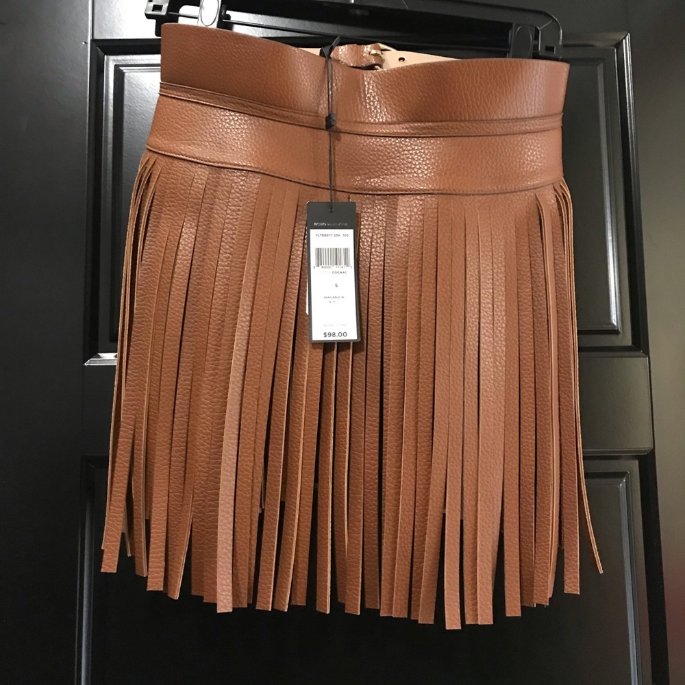 BCBG MAXAZRIA Cognac Fringe Belt